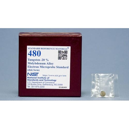 NIST, 480, Tungsten 20 % - Molybdenum Alloy Electron Microprobe Standard, disk
