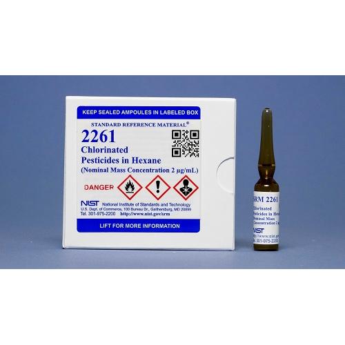 NIST, 2261, Chlorinated Pesticides in Hexane (Nominal Mass Concentration 2 μg/mL), 5x1.2mL