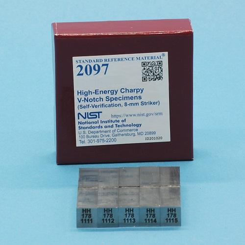 NIST, 2097, High-Energy Charpy V-Notch Specimens (Self-Verification, 8-mm Striker), set