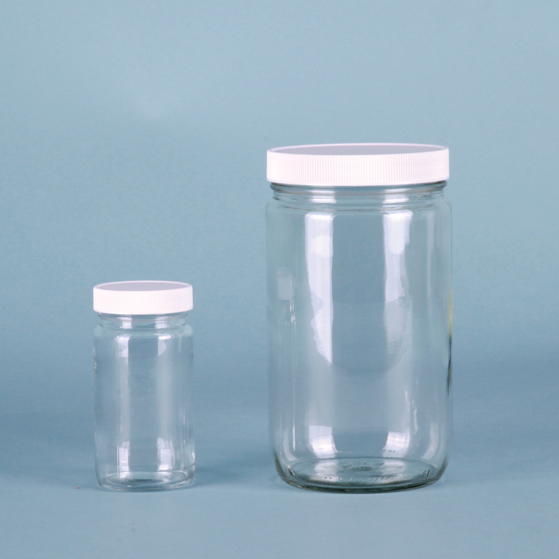 Clear Tall Straight Side Round Bottle / Jar / 장형대광구병, with F217 Foam Lined