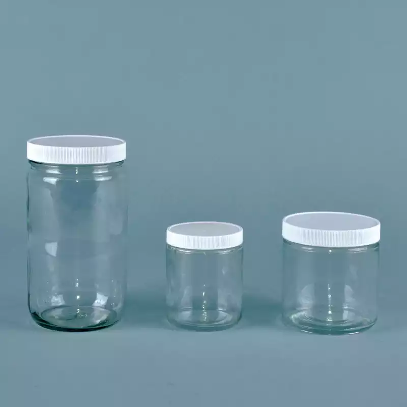 Clear Short Straight Side Round Bottle / Jar / 단형대광구병, with F217 Foam Lined