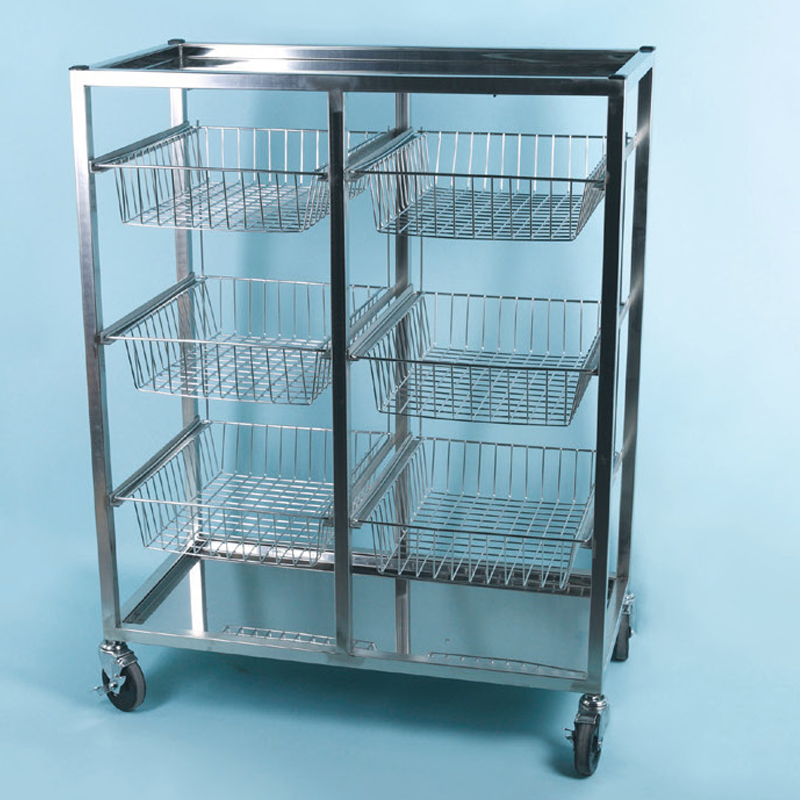 Glassware Cart with Basket / 스테인레스바스켓카트, 미닫이 서랍 방식