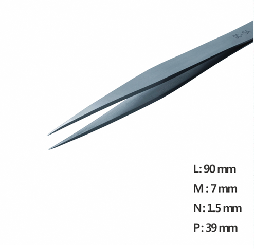 Fine Straight Pointed Tweezer / 고정밀트위저, Rubis®,RU-0C-9-SA