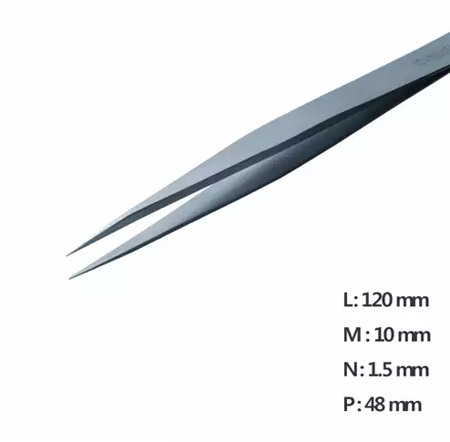 Fine Straight Pointed Tweezer / 고정밀트위저, Rubis®,RU-12 Nickel