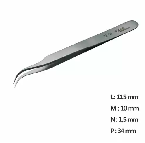 Ultra Fine Pointed, Curved and angled Tweezer / 고정밀트위저, Rubis®,RU-7A-SA