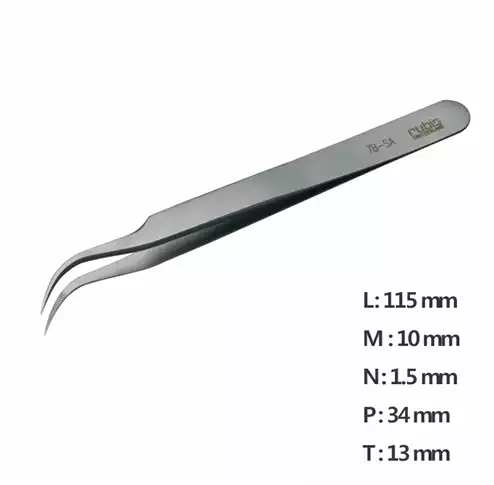 Ultra Fine Pointed, Curved and angled Tweezer / 고정밀트위저, Rubis®,RU-7B-SA