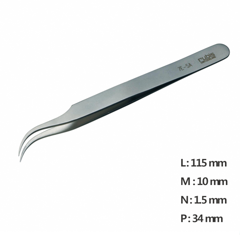 Ultra Fine Pointed, Curved and angled Tweezer / 고정밀트위저, Rubis®,RU-7E-SA