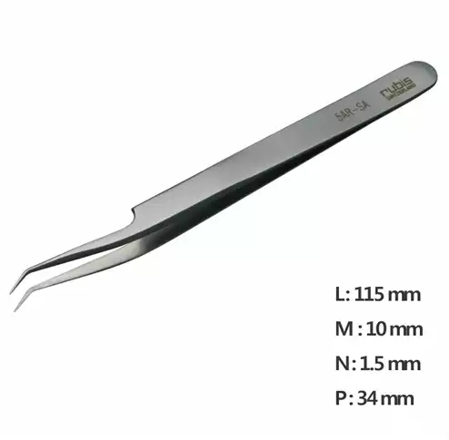 Ultra Fine Pointed, Curved and angled Tweezer / 고정밀트위저, Rubis®,RU-5AR-SA