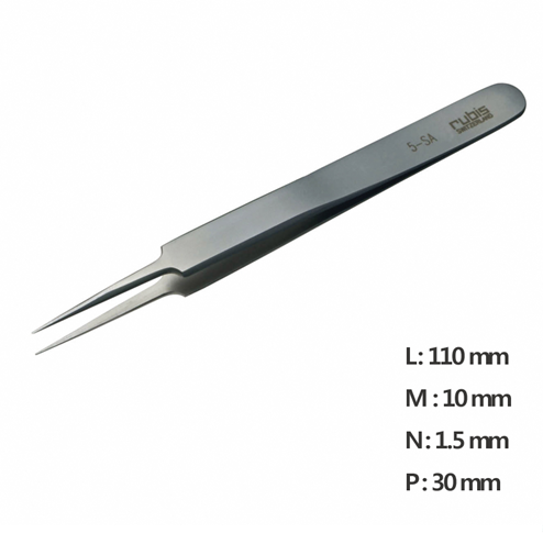 Ultra Fine Pointed, Curved and angled Tweezer / 고정밀트위저,Rubis®,RU-5-SA