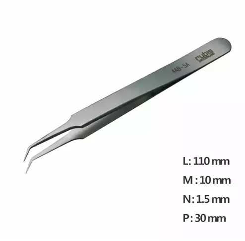 Ultra Fine Pointed, Curved and angled Tweezer / 고정밀트위저, Rubis®,RU-4AB-SA