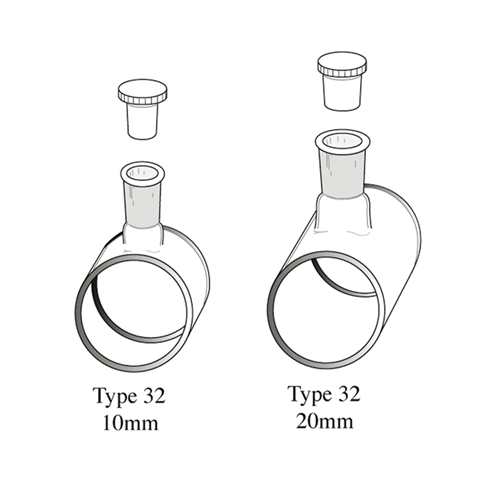 Cylinderical Absorption Cell, 2-Side Polished / 실린더형흡광 셀, 2면투명, Type 32, with PTFE Stopper