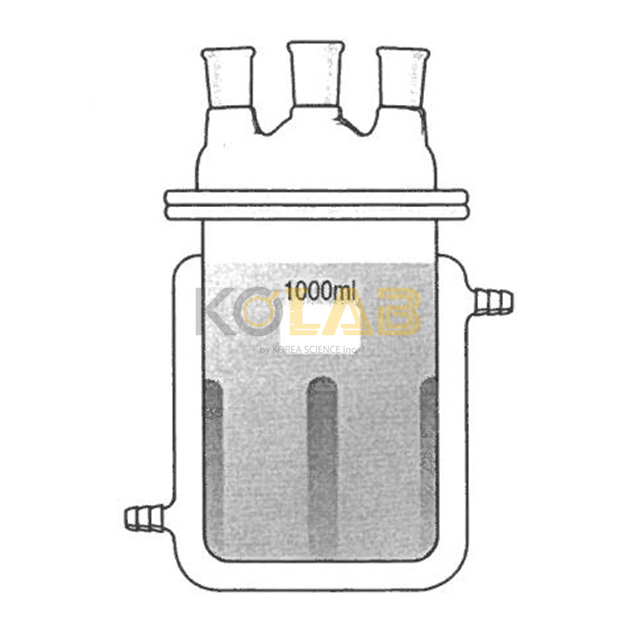 Reaction flask, Jacketed, Baffled, 3Neck / 이중자켓진탕형반응조세트, 3구