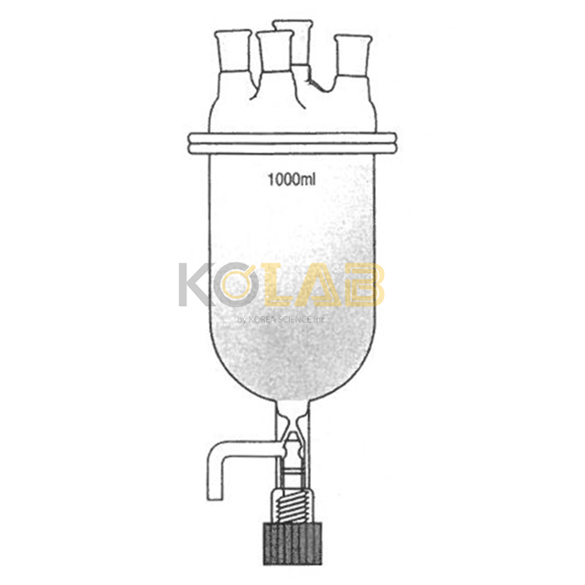 Reaction flask, Beaker type, With cock, 4Neck / 콕크부비이커환저형반응조세트, 4구