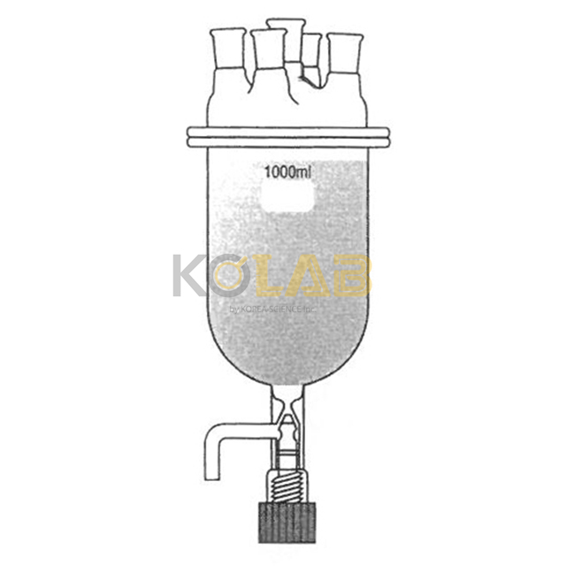 Reaction flask, Beaker type, With cock, 5Neck / 콕크부비이커환저형반응조세트, 5구