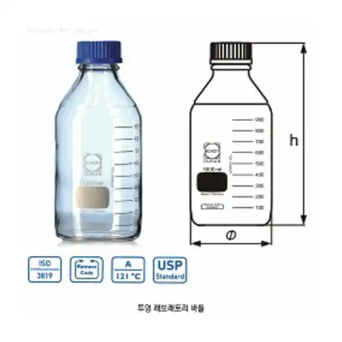 DURAN® GL25~45 Original & GLS80 Wide-neck Laboratory Bottles, Graduated, 10~20,000㎖ Borosilicate Clear Glass 3.3, with Screwcap & Pouring Ring, Autoclavable, Ideal for Culture & Multi-use / “듀란” 오리지널 & 광구 랩바틀