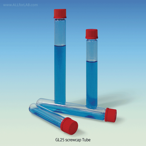 SciLab-brand® DURAN glass Screwcap Tubes & Bottles, with DURAN® Red GL-Screwcap & PTFE/seals Ideal for Heat-/Chemical-/Corrosion-resistance, “Heavy-duty” Boro-glass α3.3, Autoclavable / 다용도 적색 PBT 스크류캡 튜브, “강력/고급형” 강솔벤트 / 내열용