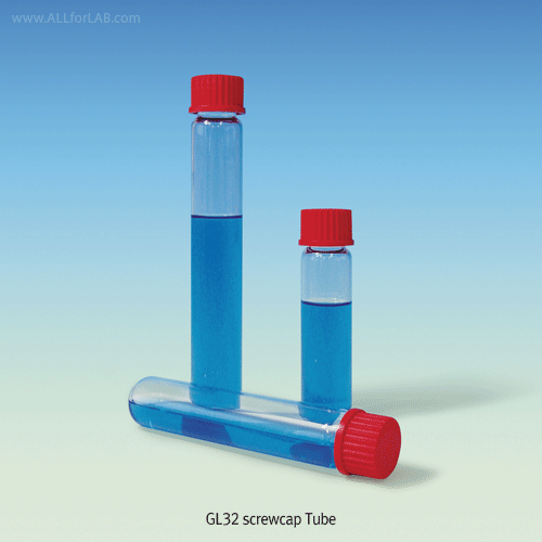 SciLab-brand® DURAN glass Screwcap Tubes & Bottles, with DURAN® Red GL-Screwcap & PTFE/seals Ideal for Heat-/Chemical-/Corrosion-resistance, “Heavy-duty” Boro-glass α3.3, Autoclavable / 다용도 적색 PBT 스크류캡 튜브, “강력/고급형” 강솔벤트 / 내열용