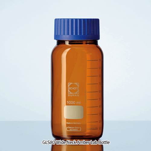 DURAN® GL25~45 Original & GLS80 Wide-neck Light-Proof Amber Laboratory Bottles, Graduated, 10~20,000㎖ with Screwcap & Pouring Ring, Autoclavable, 500nm UV Protected, / “듀란” 오리지널 & 광구 자외선 차단 갈색 랩바틀