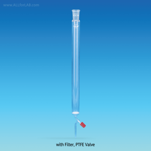 SciLab® DURAN glass Chromatography Column, with Joint & DURAN® PTFE ValveFine Control 크로마토 칼럼, 진공테프론콕 / with or without 글라스필터