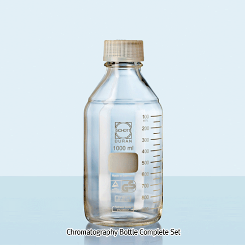 DURAN® GL45 Premium Bottle, with Teflon PFA Screwcap & Pouring Ring, -196℃~+260℃, 100~1,000㎖ Ideal for Pharmaceutical Field, Aggressive Media Handling, and Depyrogenation, / 내열 테프론캡 프리미엄 바틀