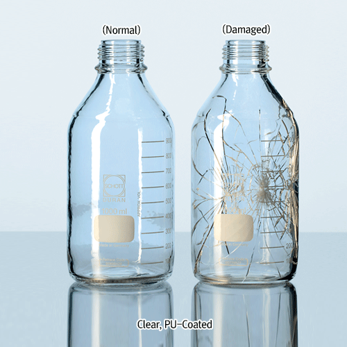 DURAN® GL45 High Pressure / Vacuum Bottles Standard and Safety Coated, -1~+1.5bar Resist., 100~1,000㎖ Ideal for Safe Working Under Pressure or Vacuum, with Blue Graduation, without Cap, / GL45 진공 / 압력 바틀, 캡 별도