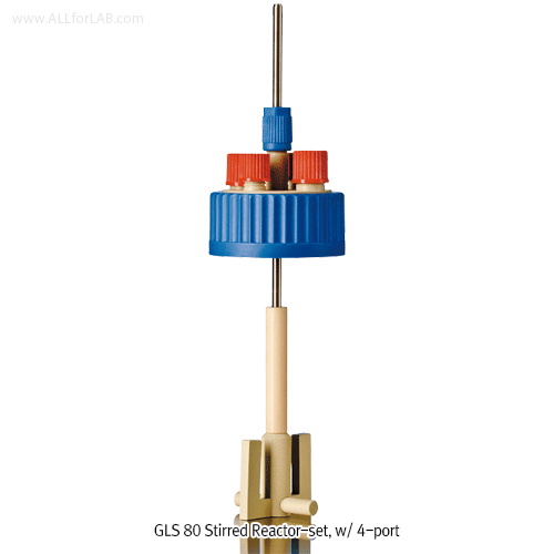 DURAN® Stirred Bottle Reactor-set, GL45/GLS 80, with Mag-Stir Shaft/Impeller and 2 & 4-Ports, 500~2000㎖ Ideal for Small Volume Mixing/Reaction, Up to 140℃, 500 rpm Autoclavable, FDA, / 자석교반기용 바틀형 반응조