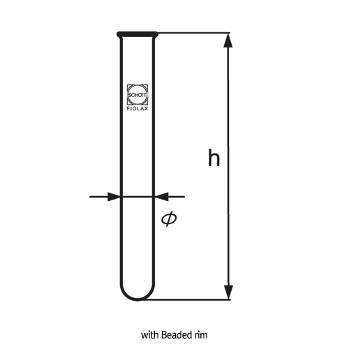 DURAN® Glass Test Tubes, Heavy wall, 2~100㎖ with Heavy-Duty Beaded Rim, Borosilicate Glass α3.3 / 두꺼운 시험관