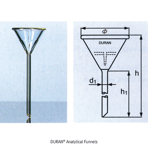DURAN® Analytical Funnels, for Rapid-Filtration with special Rib-In, / 분석용 깔때기, 신속여과 / 분석용