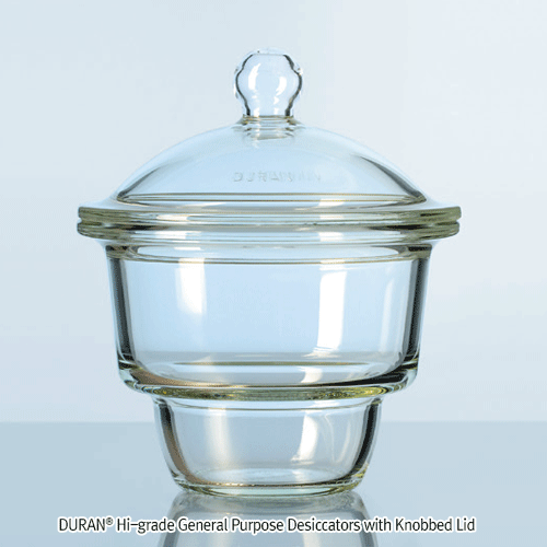 DURAN® Hi-grade General Purpose Desiccators with Knobbed Lid, id Φ100~300 mm without Plate, Borosilicate Glass 3.3 / 일반 데시케이터, 중판 별도
