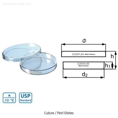 DURAN® DUROPLAN® Heavy-duty Boro-glass Petri Dishes Made of Boro-glass 3.3, DIN, / 고품질 컬춰 디쉬