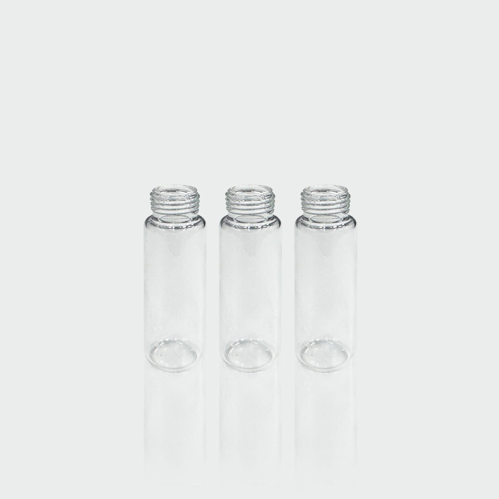 20mL Ultra Clear Precision Screw Headspace Vial, Round Bottom & Blue PTFE/White Silicone Septa(Centre Hole)