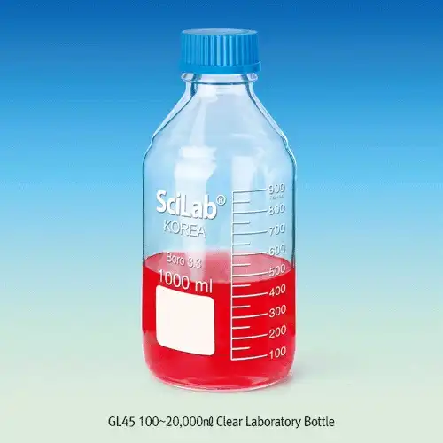 SciLab® GL45 100~20,000㎖ Clear Laboratory Bottle,  with PP Screwcap & Pouring Ring/ GL45 100~20,000ml 투명 랩바틀