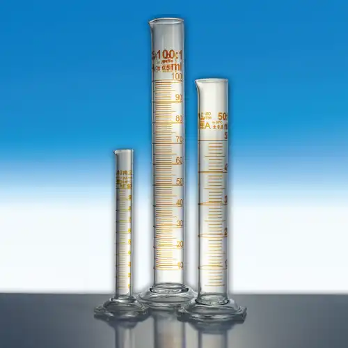 Witeg® B-class Graduated Cylinder, with Spout, Tall-form, 5~2,000㎖ With Hexagonal Base·Amber Stain Scale, DURAN Glass 3.3, DIN / ISO,[Germany-made] /B급 메스실린더, 갈색침투눈금
