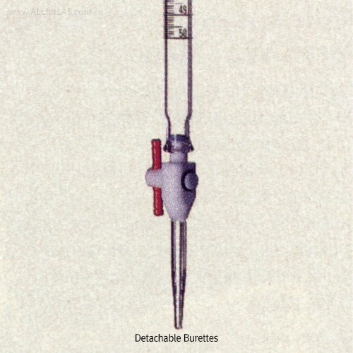 Witeg® Detachable Burettes, with Replaceable PTFE Stopcock, Class B, ISO/DIN, 25~100㎖